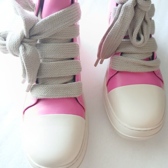 Haute Pink Leather High Top Sneakers Hot Pink EU 44 / US 10.5M / 12.5W NWT - Picture 3 of 11